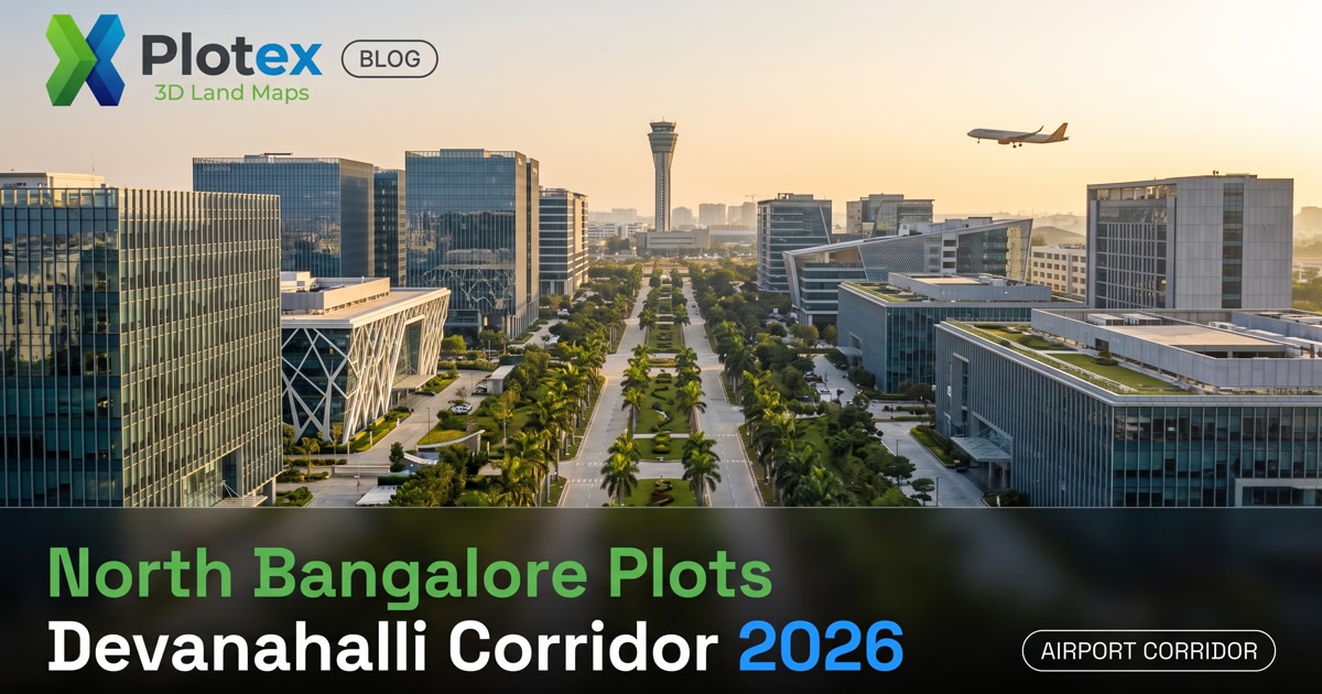 North Bangalore plots 2026 - Devanahalli airport corridor residential plot layout near Kempegowda International Airport, KIADB Aerospace Park and Satellite Town Ring Road, with price growth and plot verification