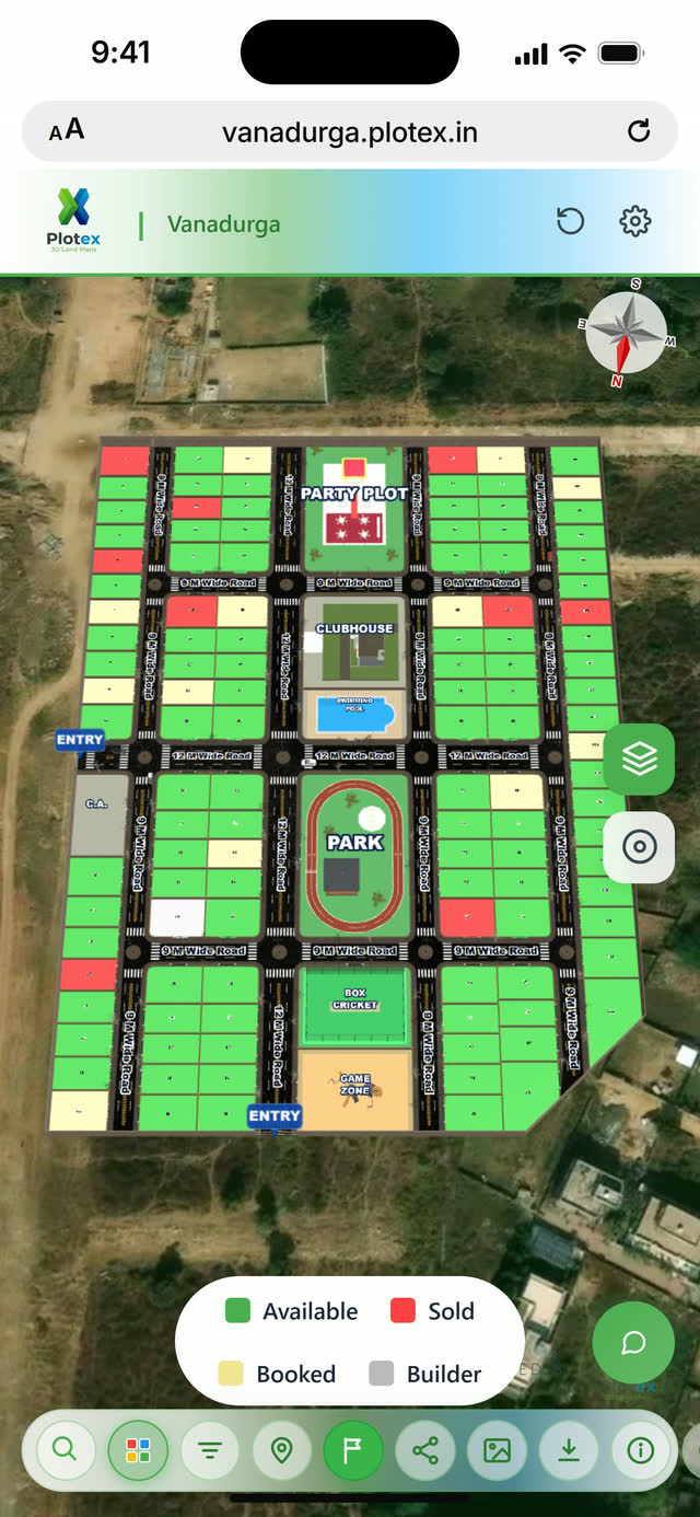 Vanadurga demo plan coloured by status: available, sold, booked and builder plots