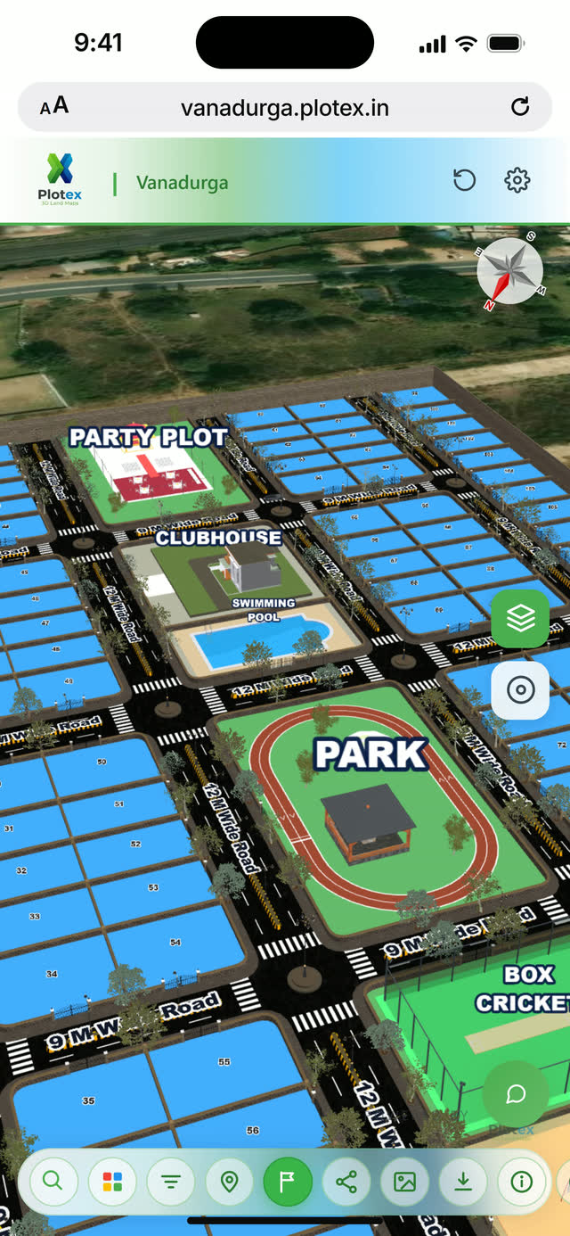 Vanadurga demo in 3D: roads, trees, the clubhouse, pool and park
